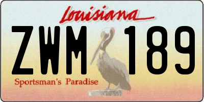 LA license plate ZWM189