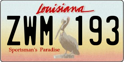 LA license plate ZWM193