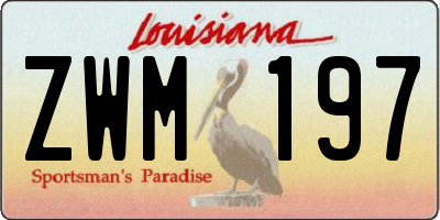LA license plate ZWM197