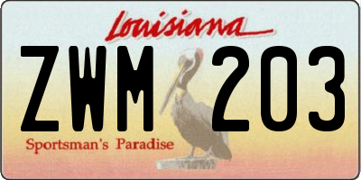 LA license plate ZWM203