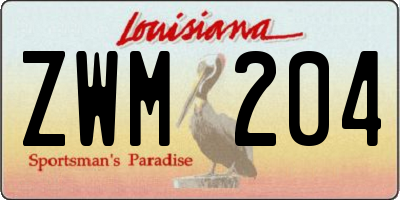 LA license plate ZWM204