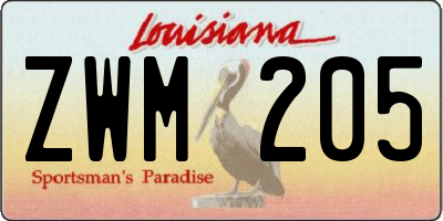LA license plate ZWM205