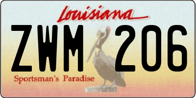 LA license plate ZWM206