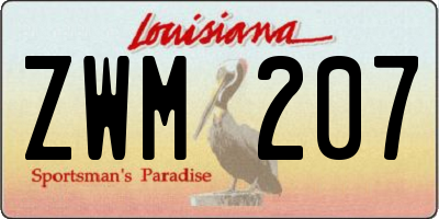 LA license plate ZWM207
