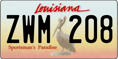 LA license plate ZWM208