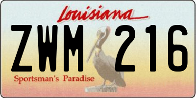 LA license plate ZWM216
