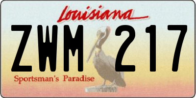 LA license plate ZWM217