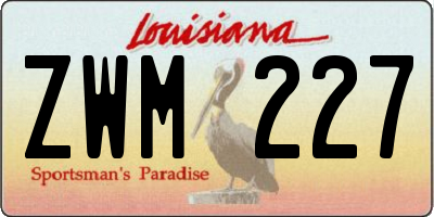 LA license plate ZWM227