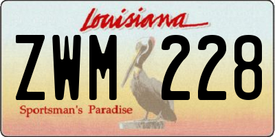 LA license plate ZWM228