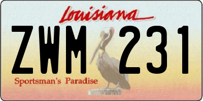 LA license plate ZWM231