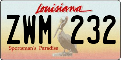 LA license plate ZWM232