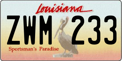 LA license plate ZWM233