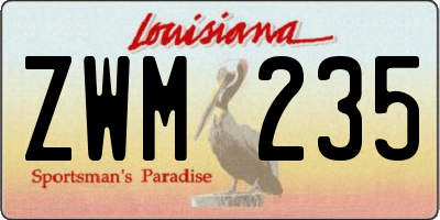 LA license plate ZWM235