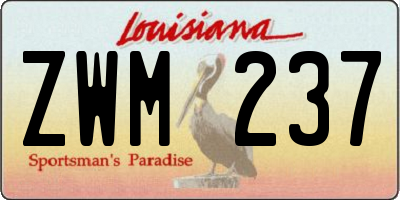 LA license plate ZWM237