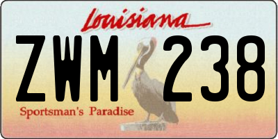 LA license plate ZWM238