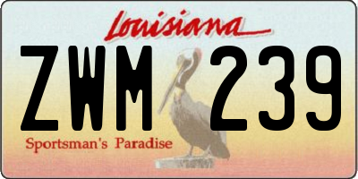 LA license plate ZWM239