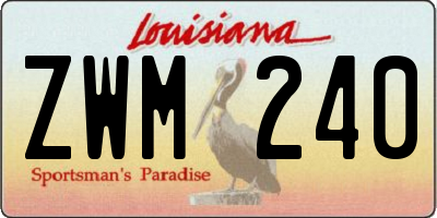 LA license plate ZWM240