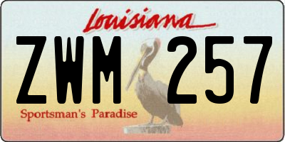 LA license plate ZWM257