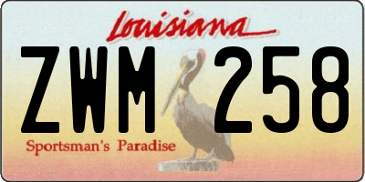LA license plate ZWM258