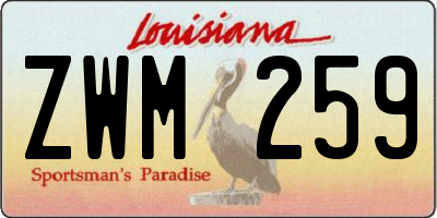 LA license plate ZWM259