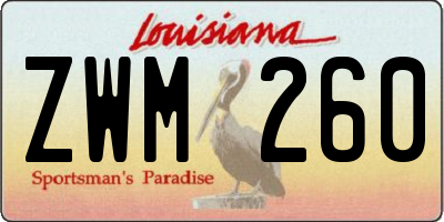 LA license plate ZWM260
