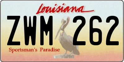 LA license plate ZWM262