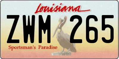LA license plate ZWM265