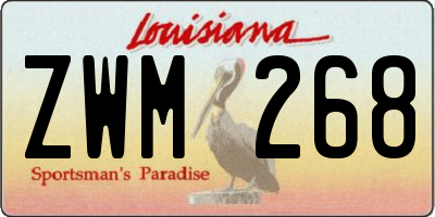 LA license plate ZWM268