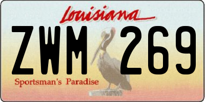LA license plate ZWM269