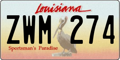 LA license plate ZWM274