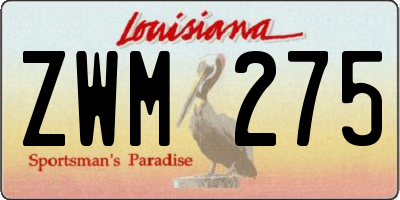 LA license plate ZWM275