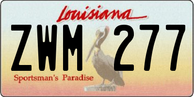 LA license plate ZWM277