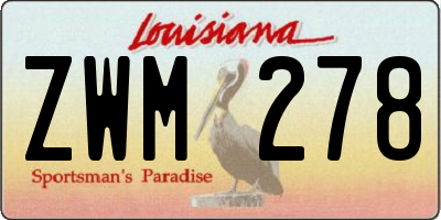 LA license plate ZWM278