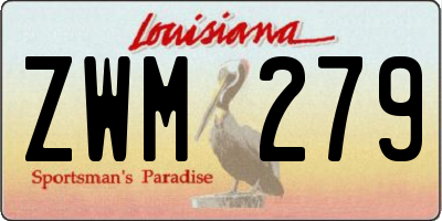 LA license plate ZWM279