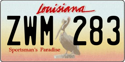 LA license plate ZWM283