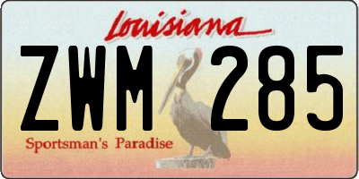 LA license plate ZWM285