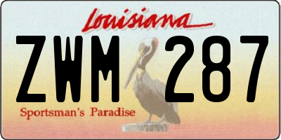 LA license plate ZWM287