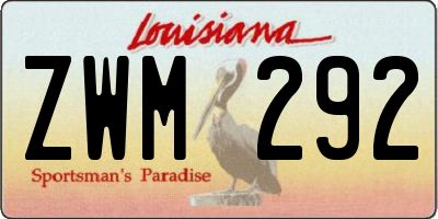 LA license plate ZWM292