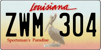 LA license plate ZWM304