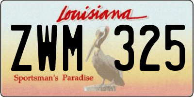 LA license plate ZWM325