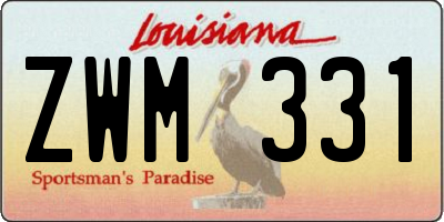 LA license plate ZWM331