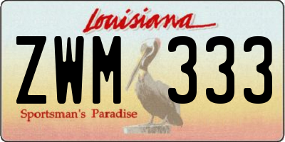 LA license plate ZWM333
