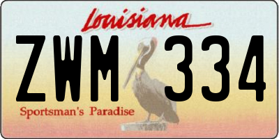 LA license plate ZWM334
