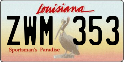 LA license plate ZWM353