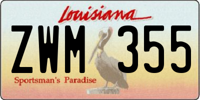LA license plate ZWM355