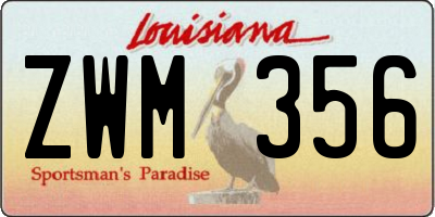 LA license plate ZWM356
