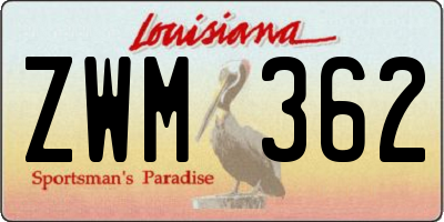 LA license plate ZWM362