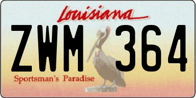 LA license plate ZWM364