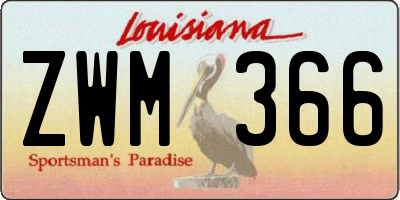 LA license plate ZWM366