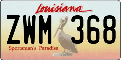 LA license plate ZWM368